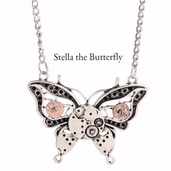 "Stella the Butterfly" Gear Steampunk Necklace - BUY ONE, GET ONE FREE and FREE Shipping!