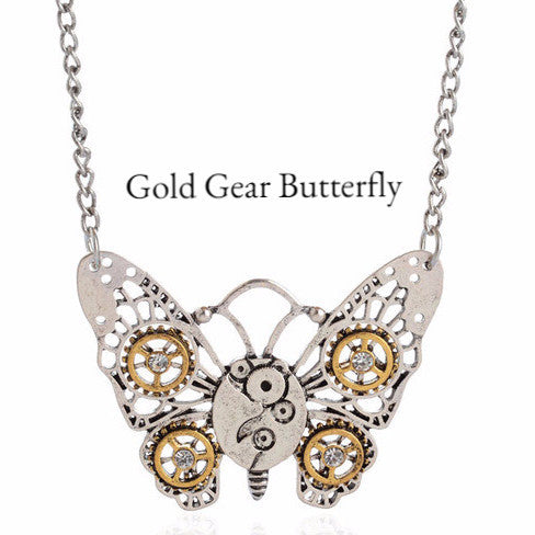 "Stella the Butterfly" Gear Steampunk Necklace - BUY ONE, GET ONE FREE and FREE Shipping!