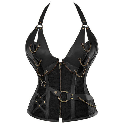 Black Steampunk Lace-up Buckle Corset - Free Shipping!!