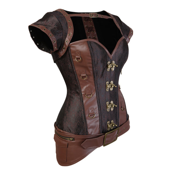 Gorgeous Brown Steampunk Leather Corset - Free Shipping!!